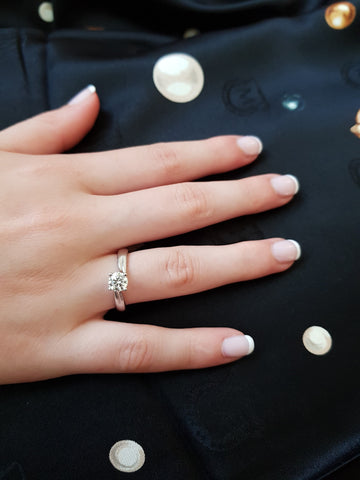 Round Engagement Ring, Round Cut Diamond Ring, טבעת אירוסין יהלום עגול