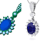 True Love Jewelry diamond pendant Royal Blue SAPPHIRE Diamond Halo pendant