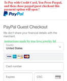 payment by pay pal or visa card